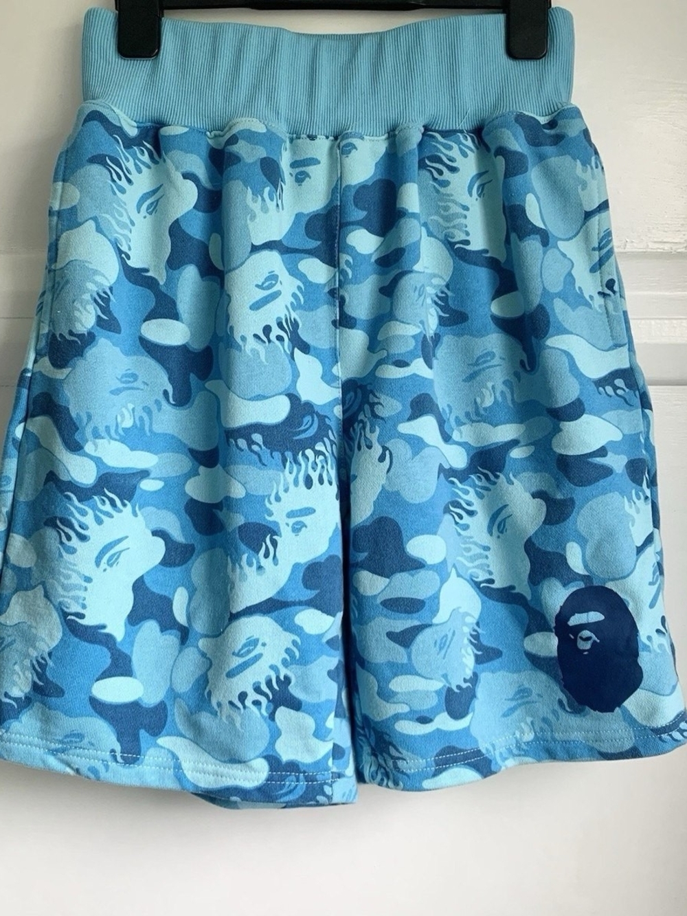 Bape Light Blue & Navy Camo Athletic Shorts